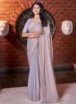 Sattin Silk Grey Wedding Wear Hand Work Saree